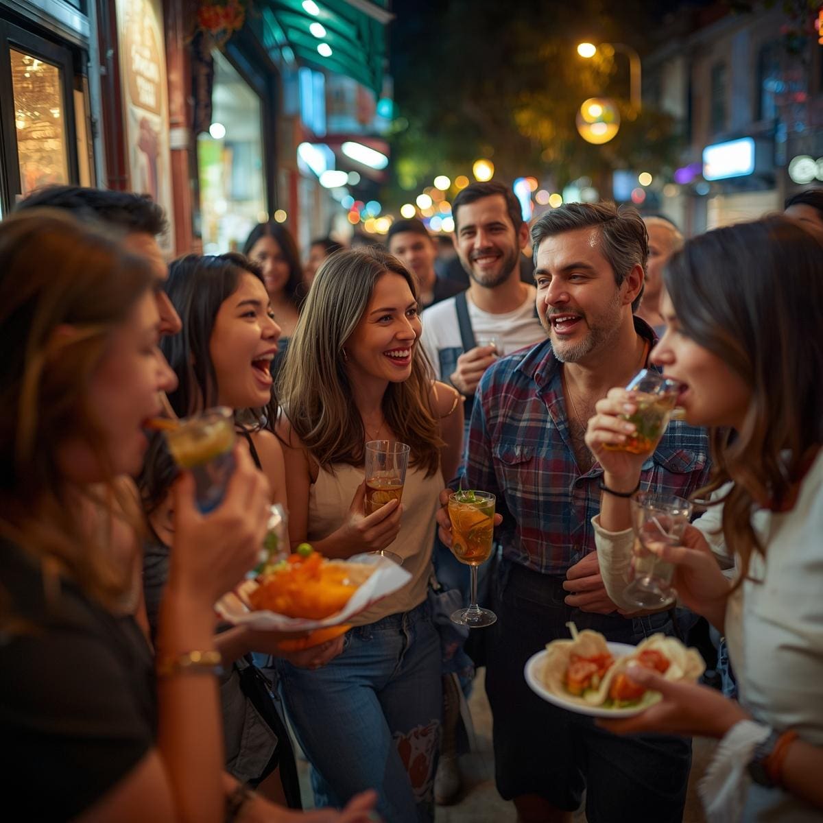 evening taco crawl in mexico city