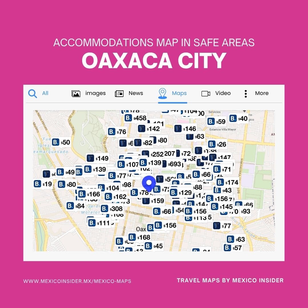 Oaxaca accommodations map